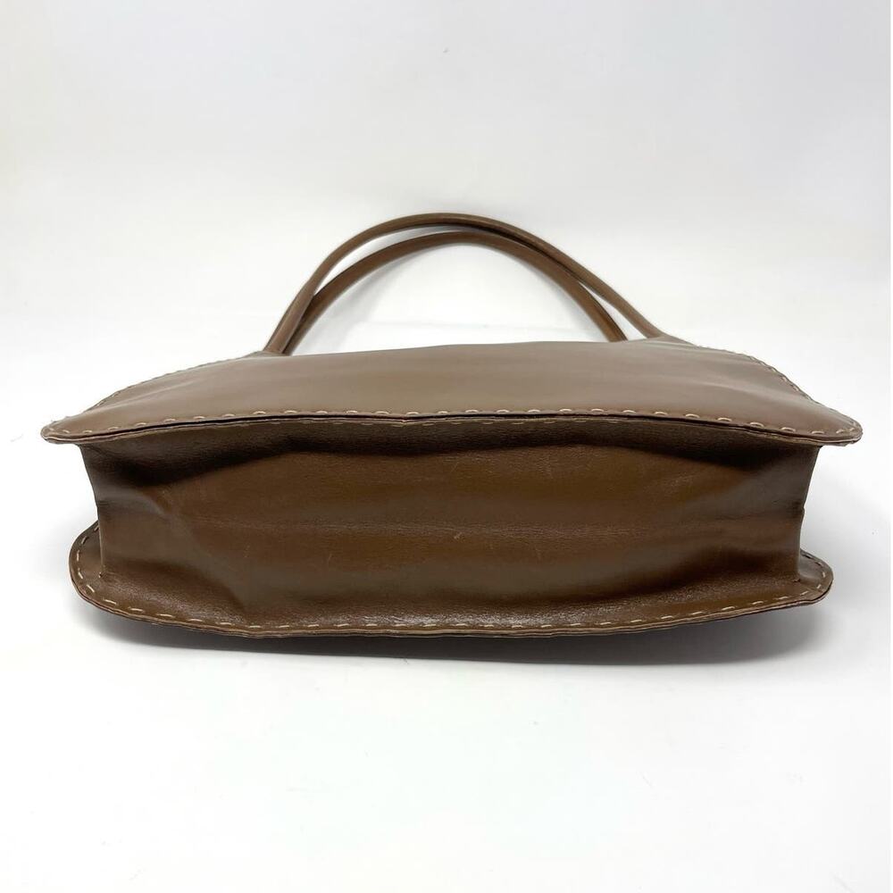 Gucci Vintage Brown Leather Topstitch Shoulder Hobo Bag Purse - Picture 8 of 16